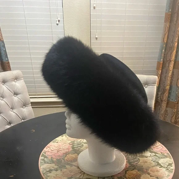 Accessories | Authentic Larisa Black Felt And Fox Hat | Poshmark display picture 1